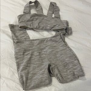 Outdoor Voices Women’s Tan and White Leggings and Sports Bra